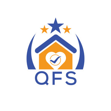 QFS House logo Letter logo and star icon. Blue vector image on white background. KJG house Monogram home logo picture design and best business icon. 
