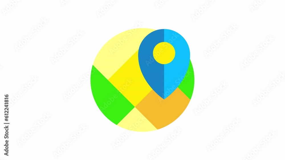 Poster map and location pin, location and map animated icon on transparent background.