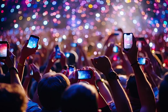 Exciting Concert Moment: Audience Captures the Magic with Their Phones - Generative AI