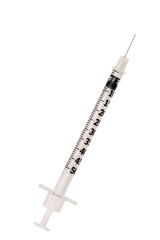 isolated medicinal syringe over transparent background