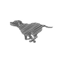 Running dog scribble vector illustration