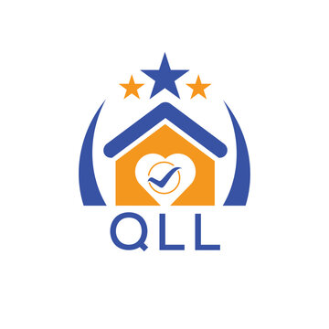 QLL House logo Letter logo and star icon. Blue vector image on white background. KJG house Monogram home logo picture design and best business icon. 

