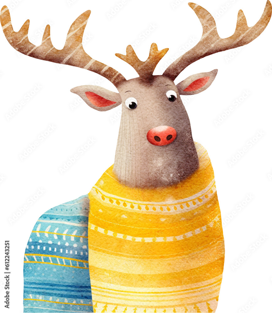 Aufkleber christmas deer character created with generative ai technology