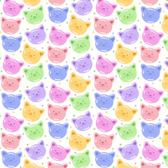 Fototapeta premium Hand-drawn Flat Cat Pastel Color Pattern