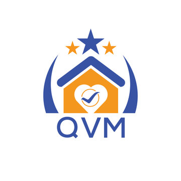 QVM House logo Letter logo and star icon. Blue vector image on white background. KJG house Monogram home logo picture design and best business icon. 
