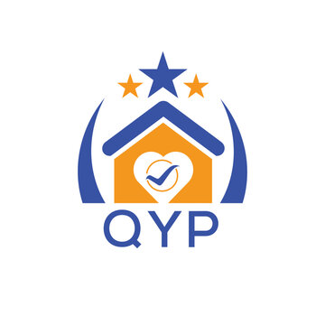 QYP House logo Letter logo and star icon. Blue vector image on white background. KJG house Monogram home logo picture design and best business icon. 
