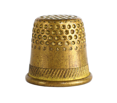 Metal protective thimble for sewing, transparent background