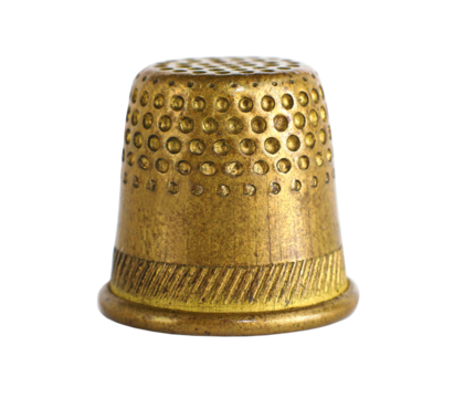 Metal protective thimble for sewing, transparent background