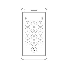 Keypad for on smartphone screen. Application Interface on mobile phone. Vector illustration of a keypad for a touchscreen device. EPS 10.