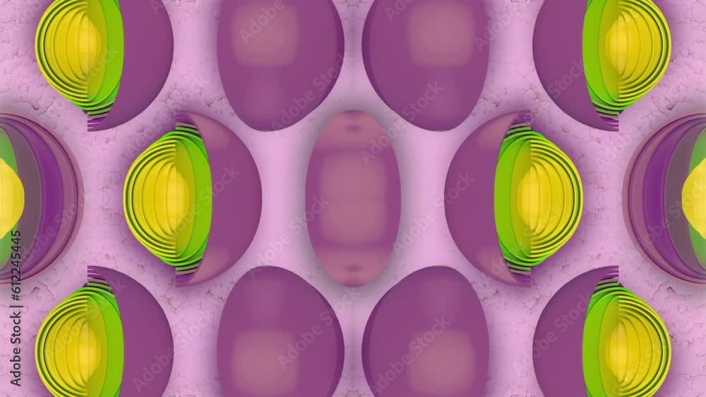 Poster Abstract colorful symmetrical pattern. 3d rendering loop animation 4K