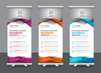 Professional Modern corporate colorful roll up standee banner design template