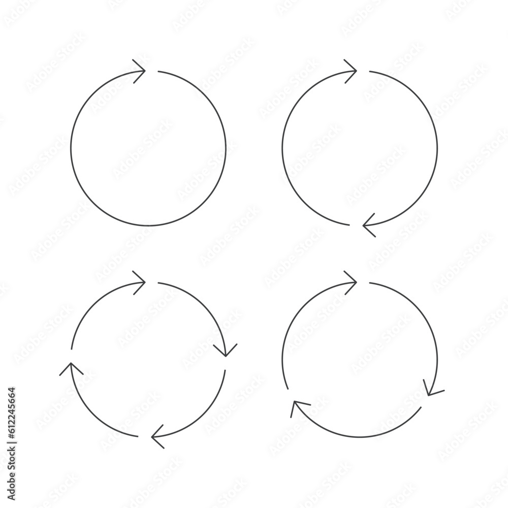 Poster set of black round arrows. refresh, reload and process concept. circular arrows icon set. vector eps