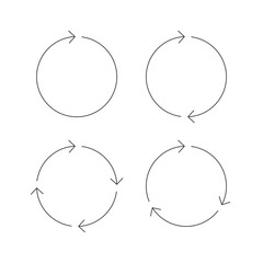 Set of black round arrows. Refresh, reload and process concept. Circular arrows icon set. Vector EPS 10.