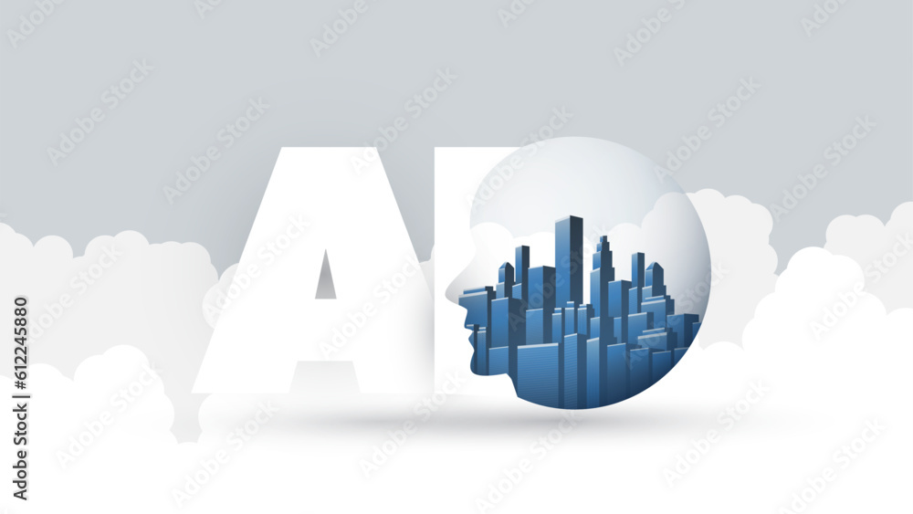 Aufkleber smart city, automated digital control, deep learning, artificial intelligence cloud computing and fu