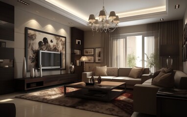 Conceptual Living Room Interior Design. Generative AI