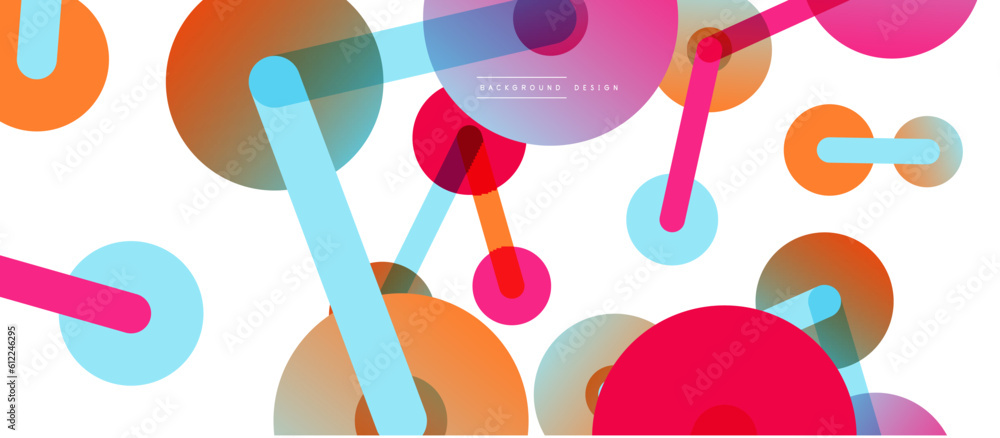 Poster line points connections geometric abstract background. circles connected by lines. trendy techno bus