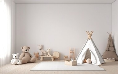 Children's Room Wall Mockup on a White Background. Generative AI