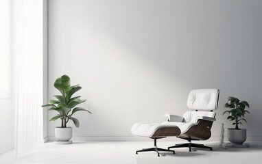 Minimalist Modern Interior with an Armchair on an Empty Background. Generative AI