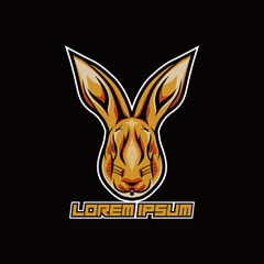 attractive and fierce bunny cartoon character vector badge logo template