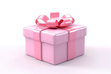 Fototapeta premium Pink Gift Box On White Background, 3D. Generative AI