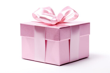 Obraz premium Pink Gift Box On White Background. Generative AI