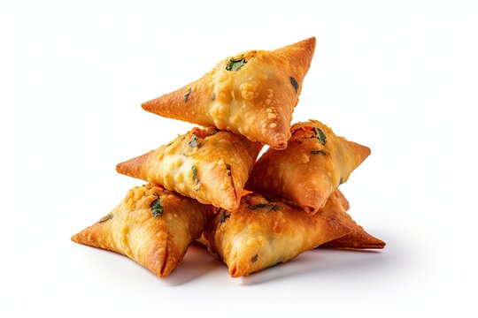 Traditional Indian Food Samosa On White Background