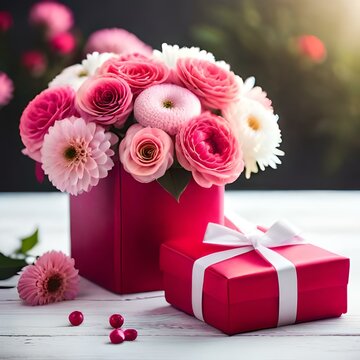 gift box and roses