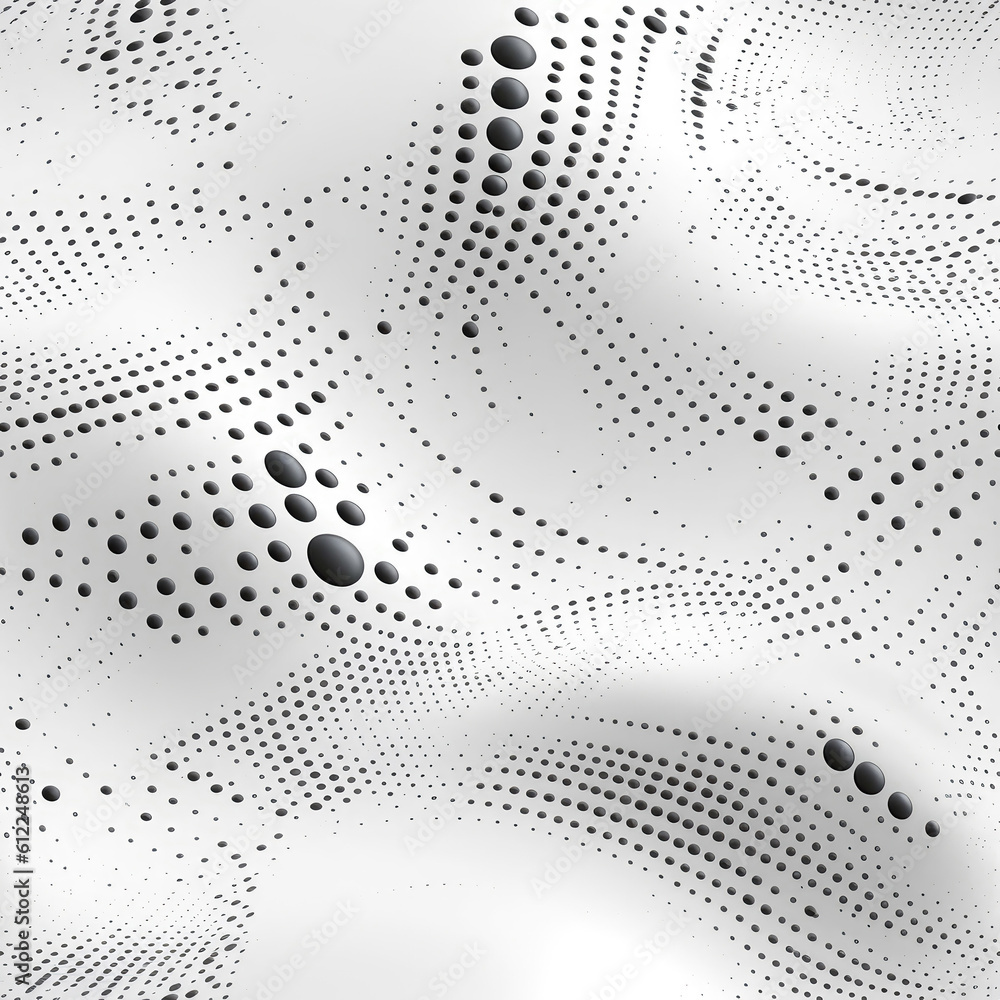 Aufkleber dynamic wave elements of silver dots on white background. seamless background. generative ai