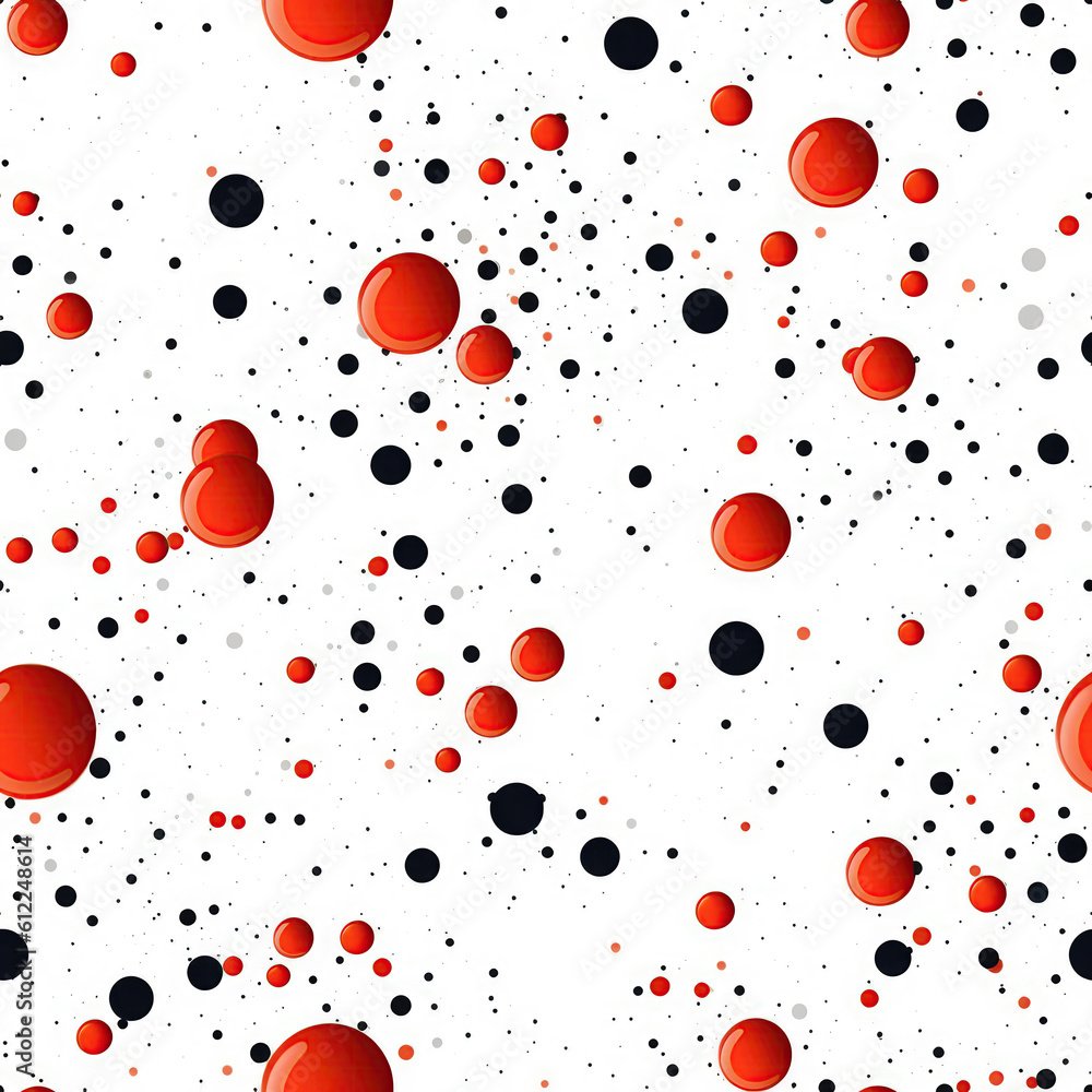 Poster dynamic wave elements of red dots on white background. seamless background. generative ai