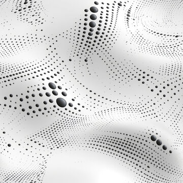 Dynamic Wave Elements Of Silver Dots On White Background. Seamless Background. Generative AI © Anastasiia