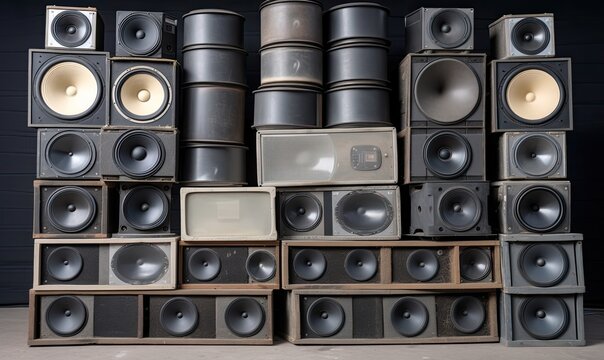 A stack of music audio speakers provided the perfect soundtrack for the outdoor event. Creating using generative AI tools