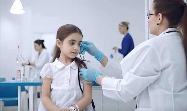Doctor immunizes a young child with a syringe. Creating using generative AI tools