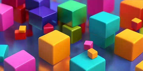 Abstract background of colorful rainbow cubes. Generative AI 