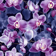 Orchids Closeup, Background . Seamless Background. Generative AI