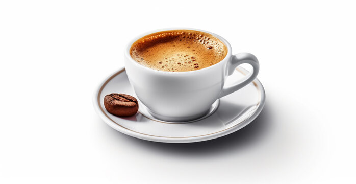 White coffee cup with splashes of freshly brewed coffee - AI generated image