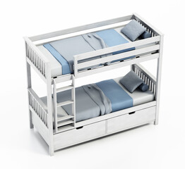 Bunk bed isolated on white background. 3D illustration