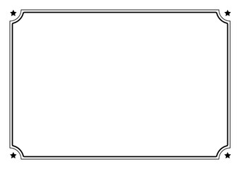 Frame and border isolated vector. Black outline on white background star shape corner template.