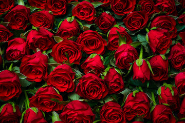 Background of red roses flowers