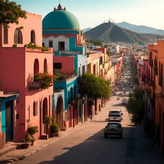 Photo Mexico colorful streets and architecture - obrazy, fototapety, plakaty