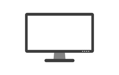 Flat Monitor White Display Icon Isolated Vector Illustration