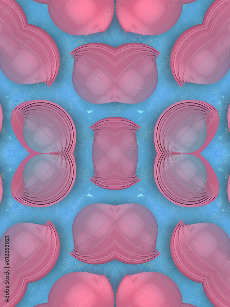 Aufkleber Kaleidoscopic magic pattern of colorful geometric shapes. Abstract background. 3d rendering digital illustration
