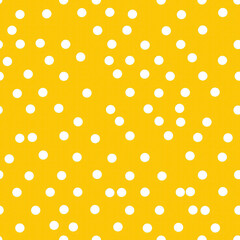 White Polka Dots On Yellow Background. Seamless Background. Generative AI