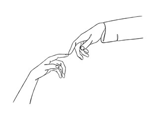 Continuous line drawing of hands couple trendy minimalist illustration. Vector illustration.