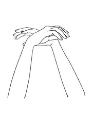 Continuous line drawing of hands couple trendy minimalist illustration. Vector illustration.