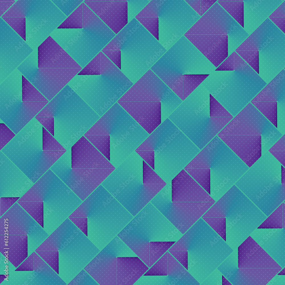 Poster Geometric background with trendy neon colored gradient. 3d rendering pattern. Digital illustration