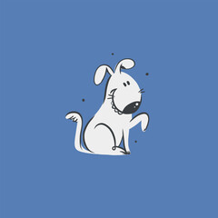 Hand drawing vector abstract cute dog doodle illustration. Cartoon dog and puppy characters design concept collection. Vector funny pet animals isolated. Doodle cartoon icon of cute puppy characters.