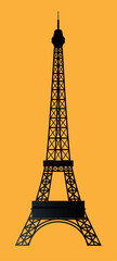 black eiffel tower on orange background
