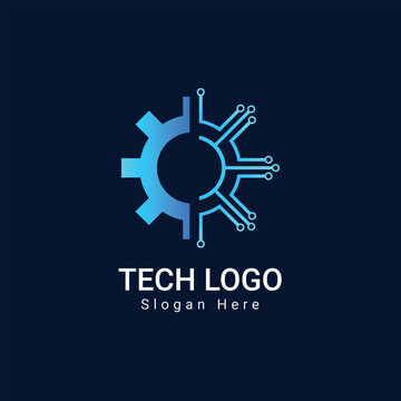 Gear Tech logo with setting icon design vector template