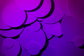 Rich purple violet abstract background of fly paper circles pattern of different size, contrast, top view, backdrop for advertising, design, card, poster, flyer, text, trendy hipster vapor wave style.
