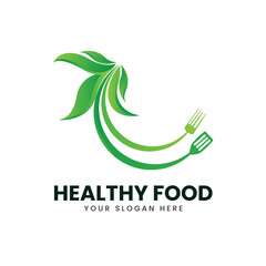 Healthy food logo template design vector illustration